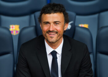 BARCELONA, SPAIN - MAY 21: Luis Enrique Martinez poses for the media during his official presentation as the new coach of FC Barcelona at Camp Nou on May 21, 2014 in Barcelona, Spain. (Photo by Alex Caparros/Getty Images)