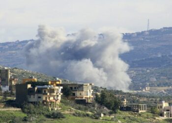A picture taken from Lebanon's southern village of Majdelzoun shows smoke billowing during an Israeli air strike on its outskirts towards Zibqin village, on January 28, 2024, amid ongoing cross-border tensions as fighting continues between Israel and the Palestinian Hamas group in Gaza. (Photo by KAWNAT HAJU / AFP)