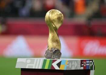 Soccer Football - Arab Cup - Final - Tunisia v Algeria - Al Bayt Stadium, Al Khor, Qatar - December 18, 2021 The Arab Cup trophy before the presentation REUTERS/Amr Abdallah Dalsh